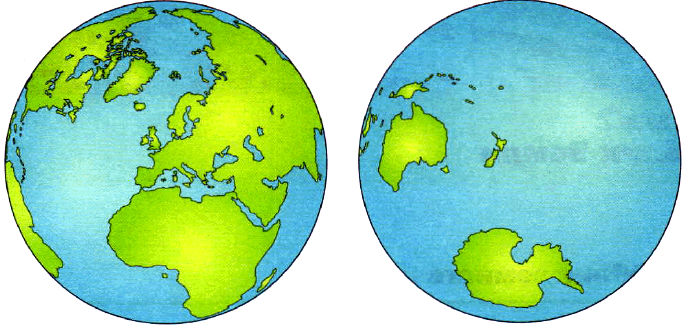 Рис. 19. Материковое и океаническое полушария